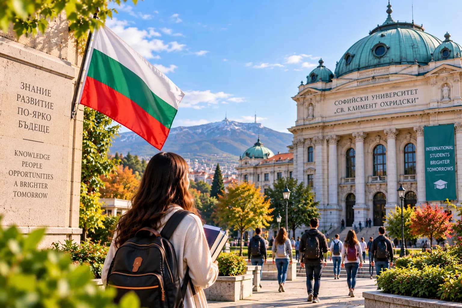 Historic Sofia skyline with Vitosha Mountain