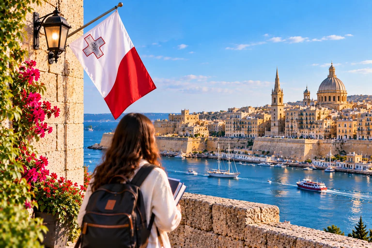 Valletta harbour and limestone architecture