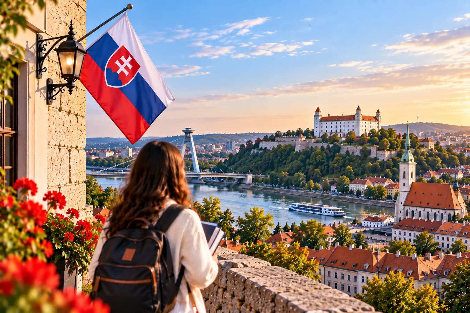 Bratislava old town and castle above the Danube