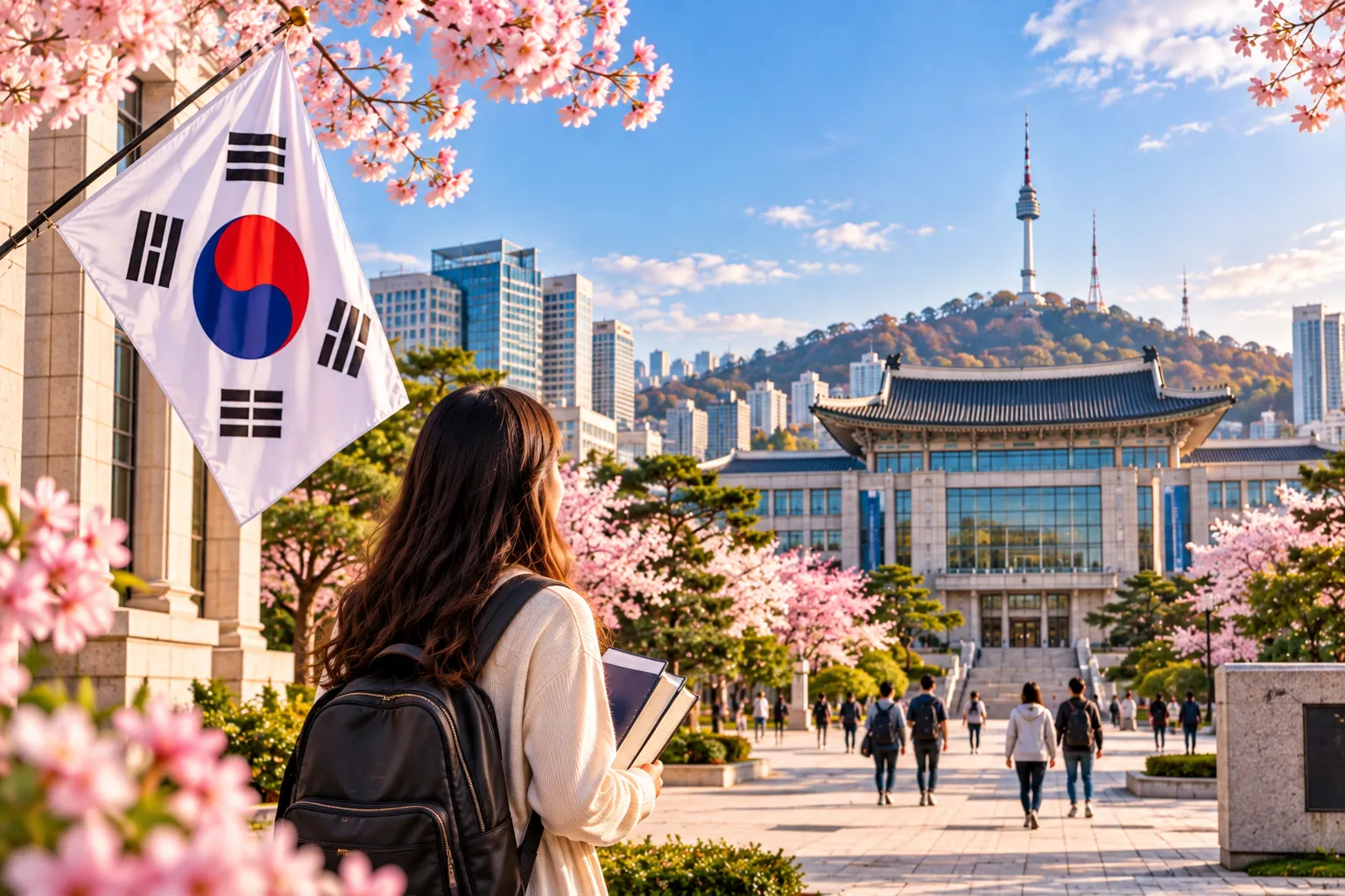 Seoul cityscape with N Seoul Tower at dusk