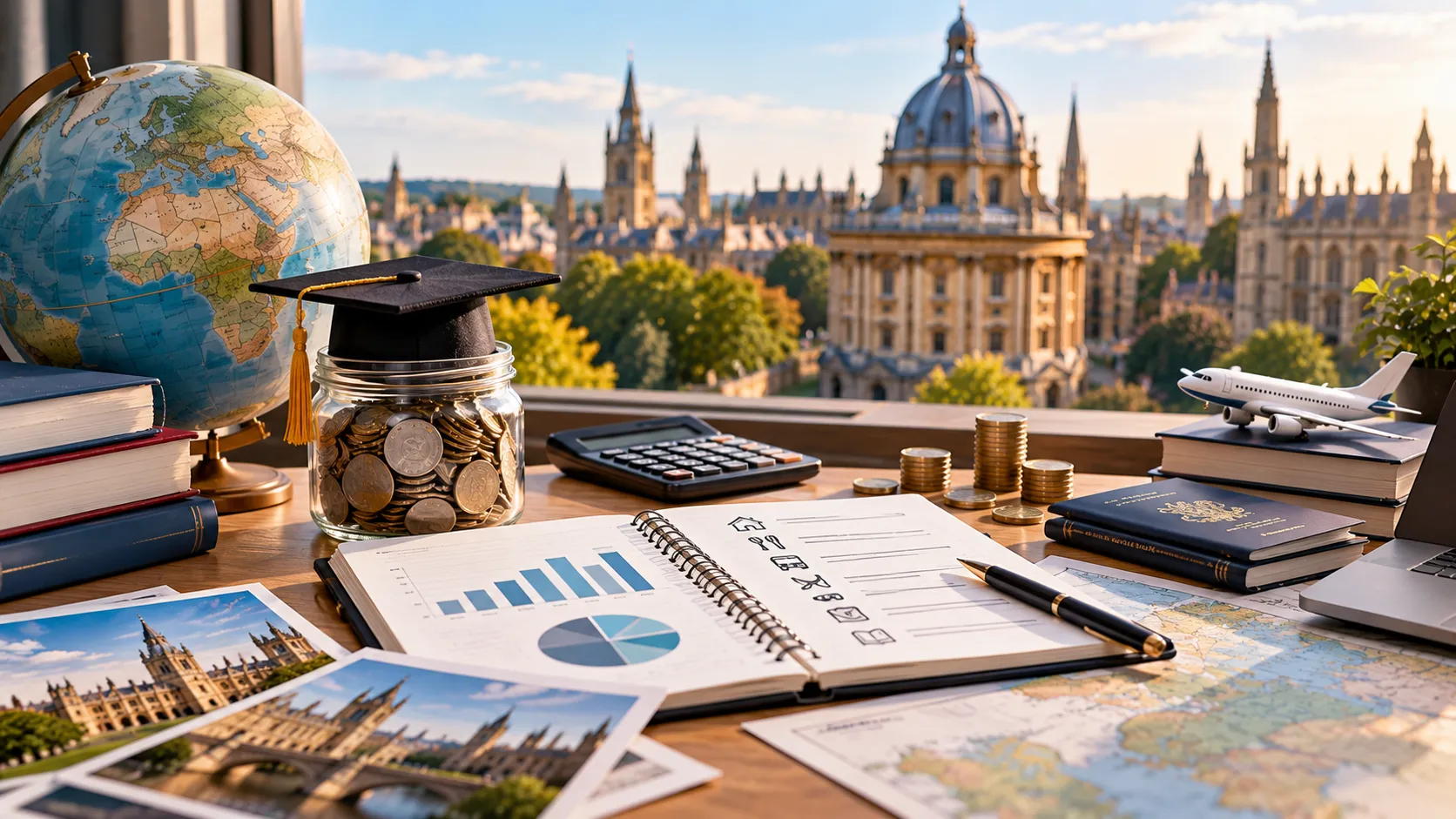 A student reviewing study costs and planning expenses